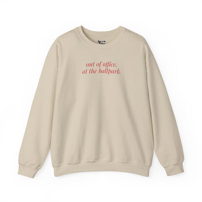 out of office. at the ballpark. Crewneck