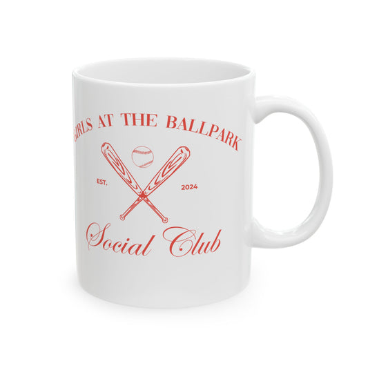 Girls at the Ballpark Social Club (Coral) - 11 oz. Mug